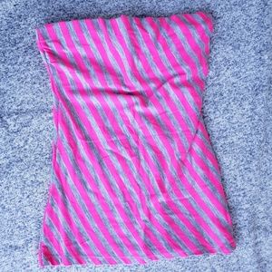 Hot Pink & Gray Stripe Tube Top